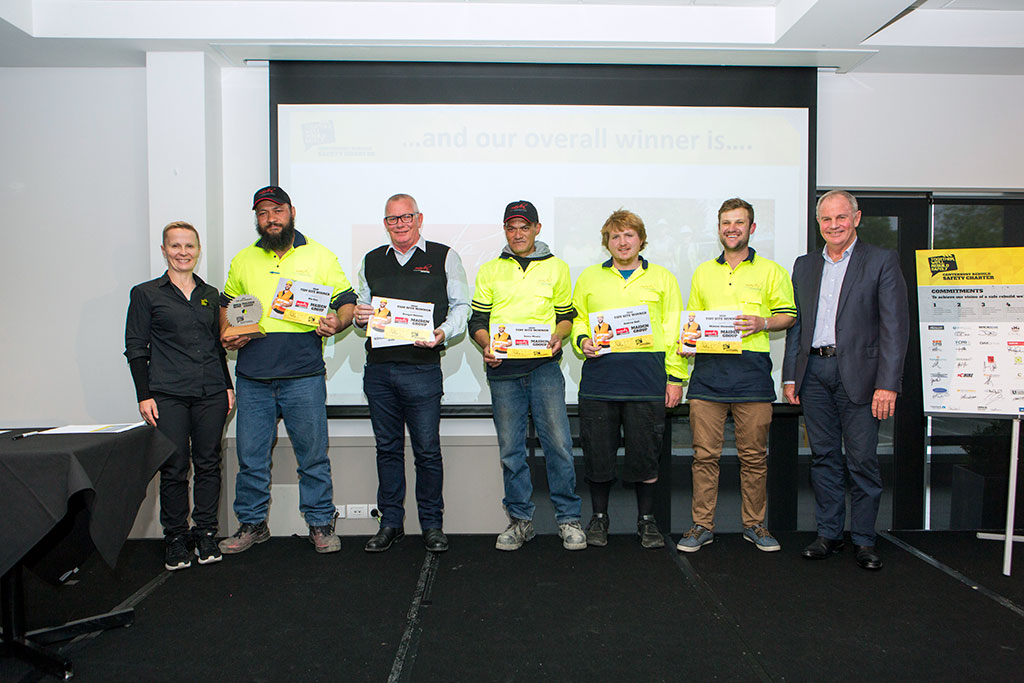 The Maiden Construction tidy site champions – with Charter Officer Libi Carr and Charter Chair Graham Darlow